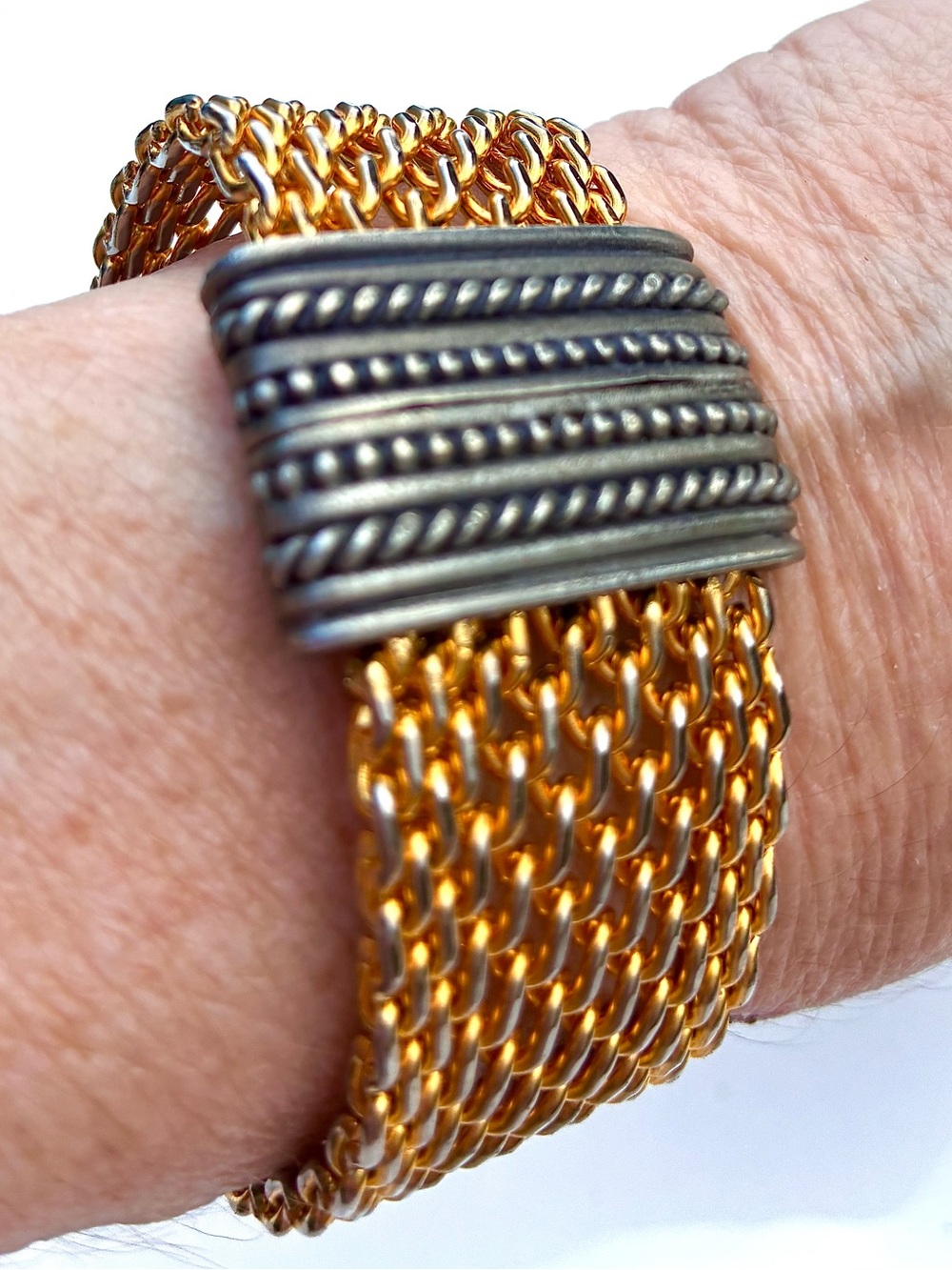 Designer Erica Zap Mesh Bracelet Solid Open Weave with Magnetic Clasp